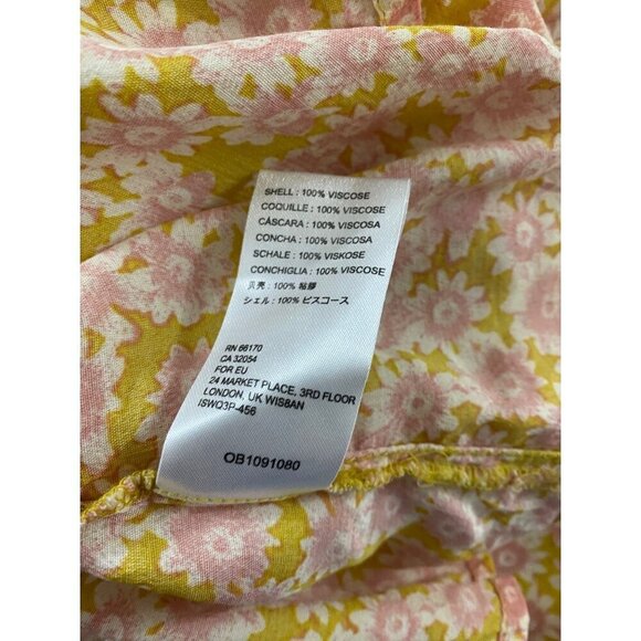 Free People Women's Yellow Floral Lace Up Mini Dress - Medium - Picture 11 of 14